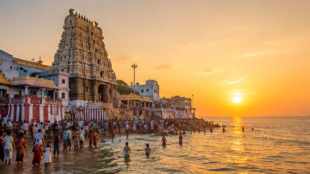 Agni Theertham sacred bathing spot at Rameswaram