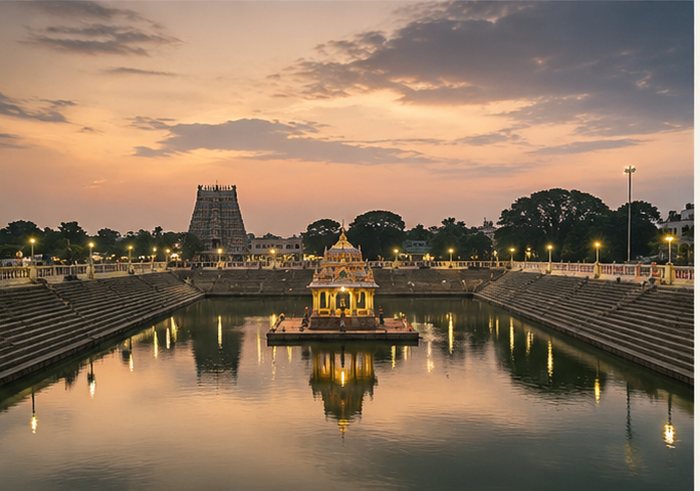 Vandiyur Mariamman Teppakulam at sunset